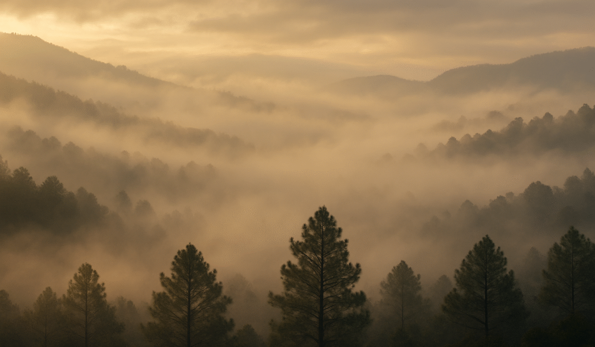 Pachmarhi temperature in December foggy morning view